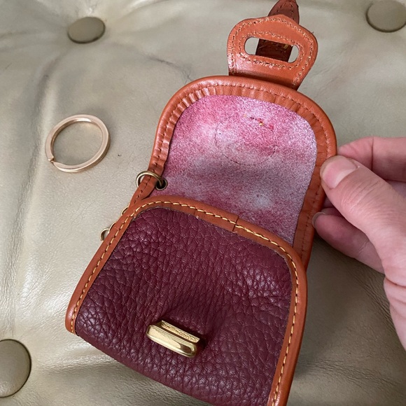 RARE Vintage Dooney & Bourke Key Caddy Coin Mini Bag Charm AWL Leather Rouge - Picture 11 of 15